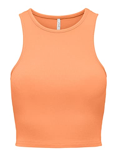 ONLY Women's ONLBELIA S/L Crop Box JRS Top, Orange Chiffon, L von ONLY