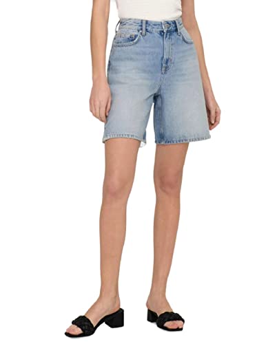 ONLY Women's ONLBILLIE EX HW STRA LB DNM DOT Jeans-Shorts, Light Blue Denim, XS von ONLY