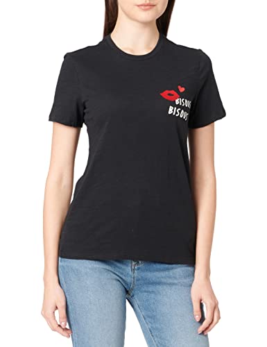 ONLY Women's ONLBONE REG S/S Heart TOP Box JRS T-Shirt, Black/Print:BISOUS, XS ONLY Women's ONLBONE REG S/S Heart TOP Box JRS T-Shirt, Black/Print:BISOUS, XS von ONLY