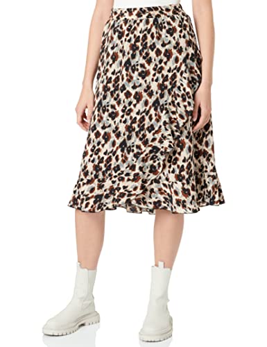 ONLY Damen ONLCARLY Flounce Long Skirt WVN NOOS Rock, Cloud Dancer/AOP:Nature Leo, M von ONLY