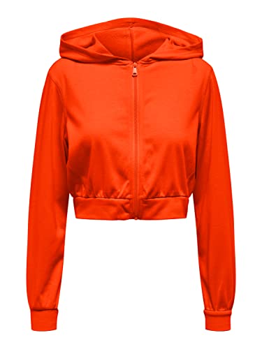 ONLY Women's ONLDIANA L/S Short Zip Hood SWT Sweatjacke, Flame, XS von ONLY