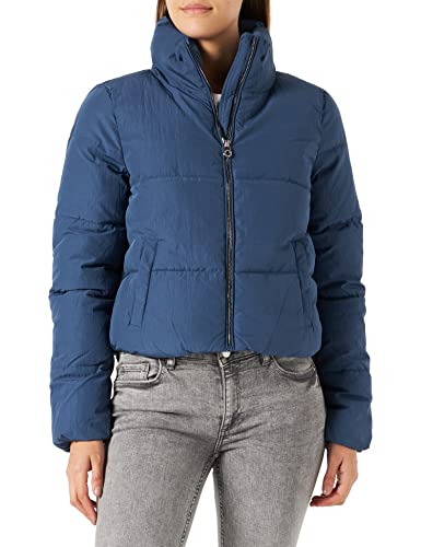 ONLY Damen Kurze Jacke ONLDOLLY Warm Gefütterte Puffer Übergangsjacke mit Reißverschluss ohne Kapuze, Farben:Blau, Größe:S von ONLY