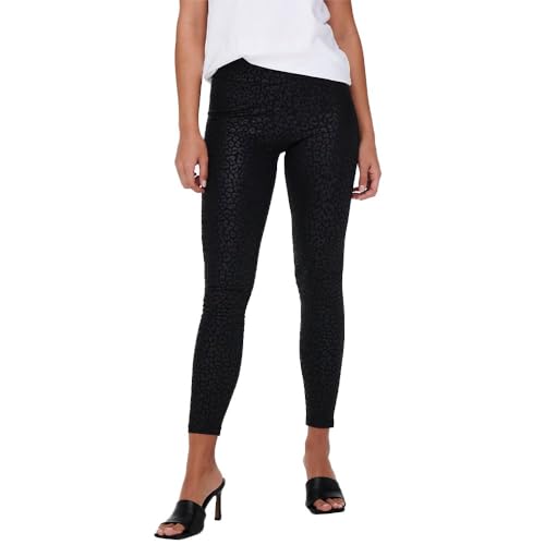 ONLY Damen Onlshine Leggings Noos Hose, Black/AOP:Leo, L EU von ONLY