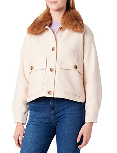 ONLY Women's ONLEMMA Short FUR Shacket OTW Jacket, Pumice Stone/Detail:Melange, M (4er Pack) von ONLY