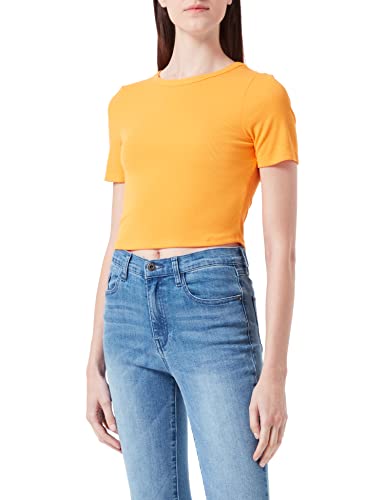 ONLY Women's ONLEMRA S/S Cropped TOP JRS T-Shirt, Flame Orange, XL von ONLY