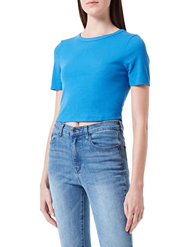 ONLY Women's ONLEMRA S/S Cropped TOP JRS T-Shirt, Strong Blue, M von ONLY