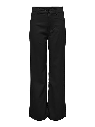 ONLY Women's ONLHOPE-Caro EX HW Wide Linen Blend NOO Leinenhose, Black, XL / 30L von ONLY