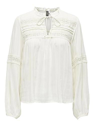 ONLY Women's ONLJUNE LS TOP WVN Bluse, Creme, S von ONLY