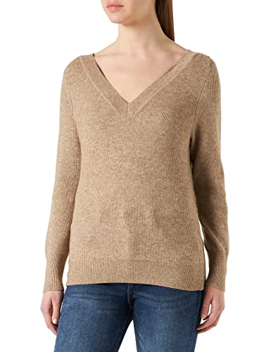 ONLY Women's ONLKATIA L/S V-Neck CC CS KNT Pullover, Beige, L von ONLY