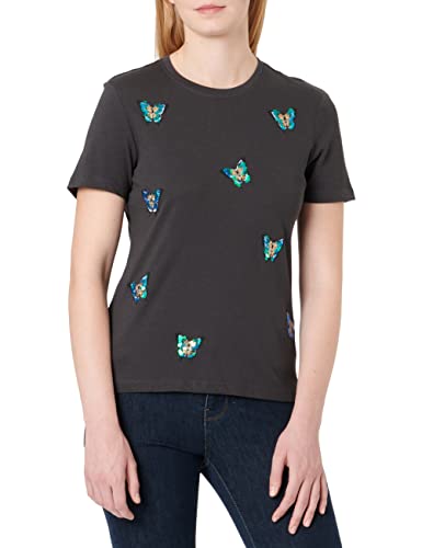 ONLY Women's ONLKITA REG S/S Butterfly TOP Box JRS T-Shirt, Phantom/AOP:Butterfly, S (3er Pack) von ONLY
