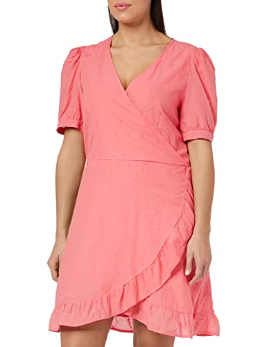 ONLY Women's ONLLISA SS WRAP Dress WVN Kleid, Calypso Coral, L von ONLY