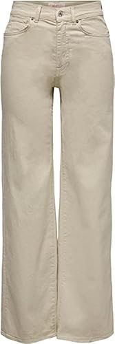 ONLY Women's ONLMADISON HW Wide COL Long PNT Hose, White, XL / 32L (as3, Waist_Inseam, m, Numeric_32, Silver Lining) von ONLY