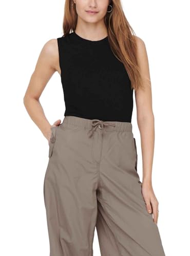 ONLY Damen Geripptes Cropped Top Kurzes T-Shirt Rundhals Oberteil Ärmellos ONLMAJLI von ONLY