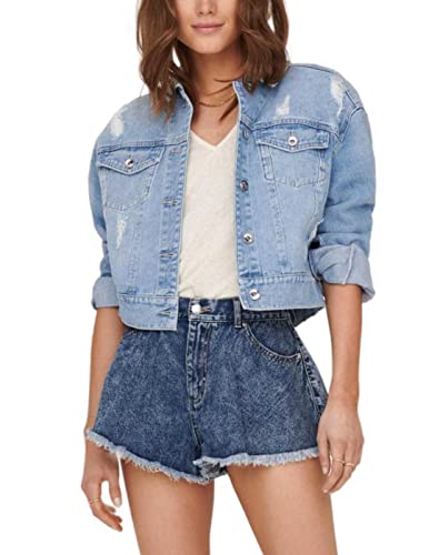 ONLY Women's ONLMALIBU LS Deco DNM Jacket BJ Jeansjacke, Light Blue Denim, S von ONLY