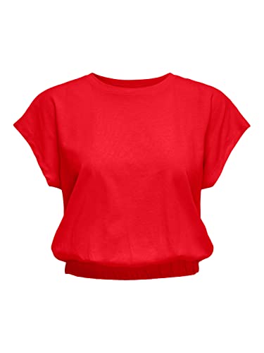 ONLY Women's ONLMAY S/S Cropped Box JRS Top, High Risk Red, L von ONLY