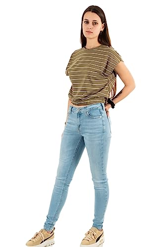 ONLY Women's ONLMAY S/S Cropped Box JRS Top, Mermaid/Stripes:Cloud Dancer (Nadia), L von ONLY