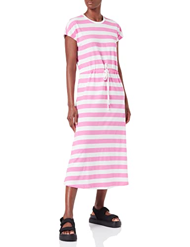 ONLY Women's ONLMAY S/S MIDI Stripe Dress JRS Kleid, Super Pink/Stripes:Cloud Dancer (kia), L von ONLY