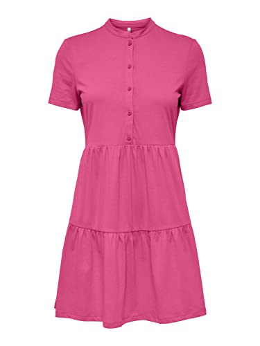 ONLY Women's ONLMAY S/S Placket Dress Box JRS Kleid, Shocking Pink, L von ONLY