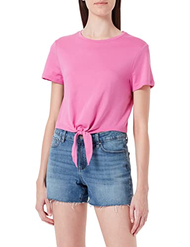 ONLY Women's ONLMAY S/S Short Knot TOP JRS T-Shirt, Super Pink, L von ONLY