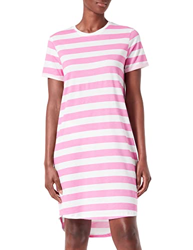 ONLY Women's ONLMAY S/S Stripe Dress JRS Kleid, Super Pink/Stripes:Cloud Dancer (kia), XS von ONLY