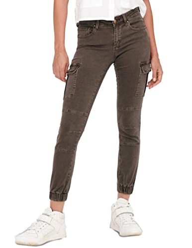 ONLY Cargo Jeans Hose | Stretch Denim Jogger Pants | Slim Mid Waist Karottenhose ONLMISSOURI, Farben:Hellgrau, Größe:36W / 32L, Z-Länge:L32 von ONLY