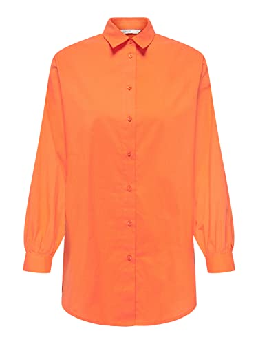 ONLY Women's ONLNORA New L/S Shirt WVN NOOS Bluse, Persimmon Orange, M von ONLY