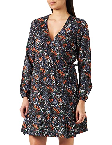 ONLY Women's ONLOVA L/S WRAP JRS Dress, Black/AOP:New Little Bloom, L von ONLY