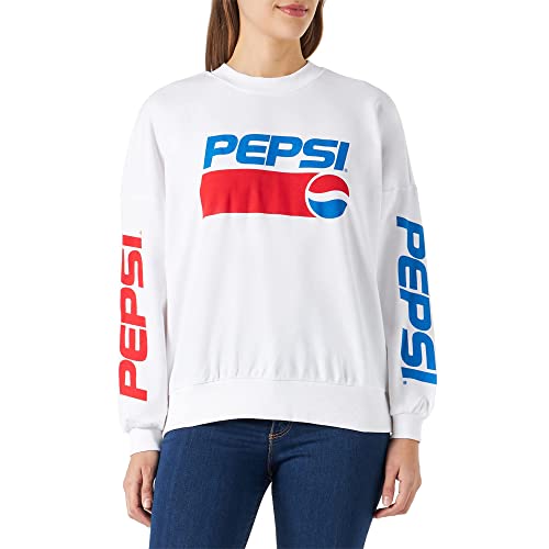 ONLY Women's ONLPEPSI L/S O-Neck Box SWT Sweatshirt, Bright White/Print:Logo, S von ONLY