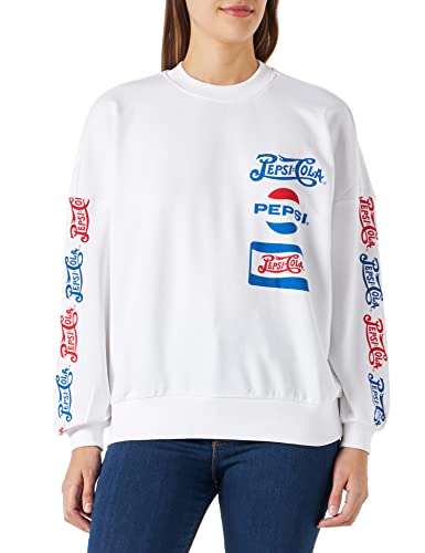 ONLY Women's ONLPEPSI L/S O-Neck Box SWT Sweatshirt, Bright White/Print:Multi, L von ONLY