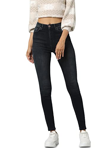 ONLY Women's ONLPOSH EX HW SK Long ANK DNM REA04 NOOS Jeans, Washed Black, 29/32 von ONLY