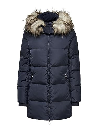 ONLY Women's ONLRHODA DOWN FUR Hood Coat OTW Jacket, Night Sky, M von ONLY