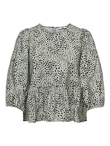 ONLY Women's ONLSANDY Life L/S Peplum TOP NOOS PTM Bluse, Seagrass/AOP:DOT Leo, XXS von ONLY