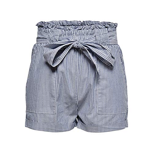 ONLY Damen ONLSMILLA Belt NOOS WVN Shorts, Medium Blue Denim/Stripes:W/Stripes, XXL von ONLY