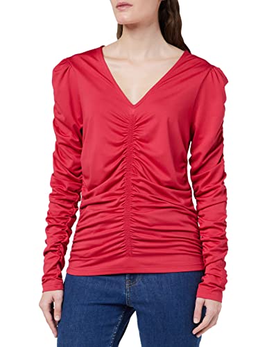ONLY Women's ONLSOFIE L/S V-Neck Ruching TOP JRS T-Shirt, Love Potion, L von ONLY