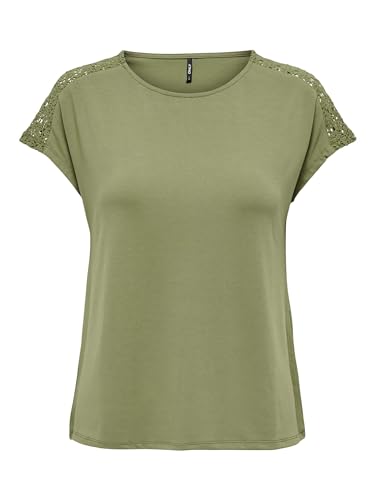 ONLY Women's ONLTHEA S/S LACE Mix TOP JRS T-Shirt, Martini Olive, S von ONLY