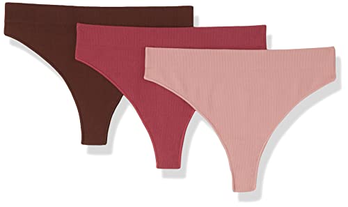 ONLY Women's ONLVICKY Rib S-Less Thong 3-PK NOOS Tanga, Chicory Coffee/Pack:+Dry Rose + Sepia Rose, L/XL von ONLY