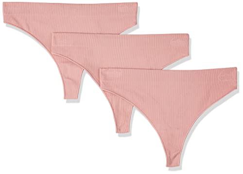 ONLY Women's ONLVICKY Rib S-Less Thong 3-PK NOOS Tanga, Sepia Rose/Pack:+2X Sepia Rose, M/L von ONLY