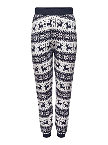 ONLY Women's ONLXMAS Comfy Snowflake Pant KNT Leggings, Night Sky/Pattern:W. Cloud Dancer, S (3er Pack) von ONLY