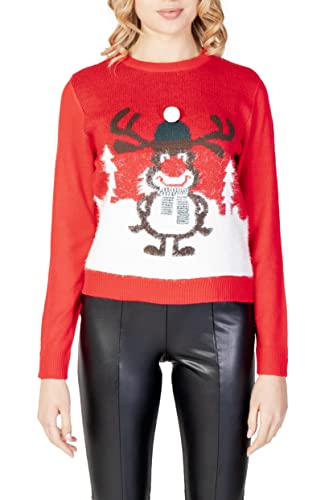 ONLY Women's ONLXMAS Winter L/S Box KNT Pullover Sweater, High Risk Red/Pattern:Cloud D/Slate Black/Ponderosa Pine, M (4er Pack) von ONLY