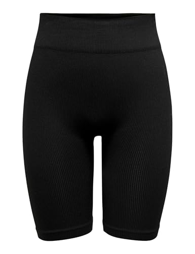 ONLY Women's ONPJAIA Life HW Rib CIR Long Shorts NOOS Sportshorts, Black, M/L von ONLY