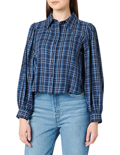 ONLY Women's Onlnew Sandra LS Check Shirt WVN Blouse, Maritime Blue/Checks:Navy Peony/Bright White, M (4er Pack) von ONLY