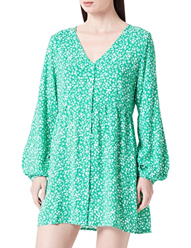 ONLY Women's Onlnova Life L/S THEA Button Dress Kleid, Fern Green/AOP:354 Mono floral, S von ONLY