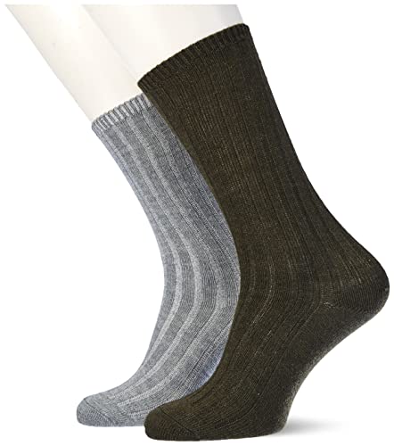 ONLY Women's Onlsia Heavy 2-Pack Socken, Light Grey Melange/Pack:+ Olive, One Size von ONLY