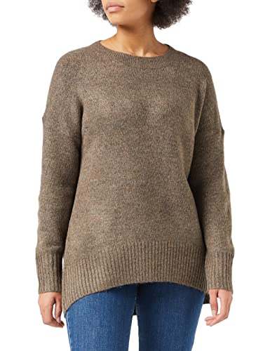 ONLY Damen Warmer Strick Pullover | Langarm Rundhals Knitted Sweater | Lockerer Stretch Jumper ONLNANJING, Farben:Braun, Größe:L von ONLY