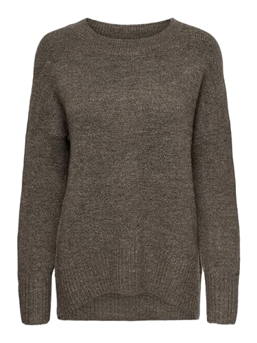 ONLY Damen Warmer Strick Pullover | Langarm Rundhals Knitted Sweater | Lockerer Stretch Jumper ONLNANJING, Farben:Braun, Größe:L von ONLY