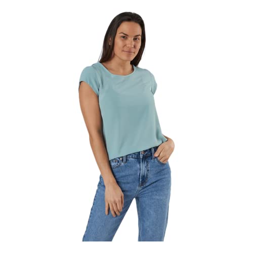 ONLY Damen Einfarbige Kurzarm Bluse | Basic Rundhals Ausschnitt | Blusen T-Shirt Blouse Oberteil ONLVIC, Farben:Türkis, Größe:34 von ONLY