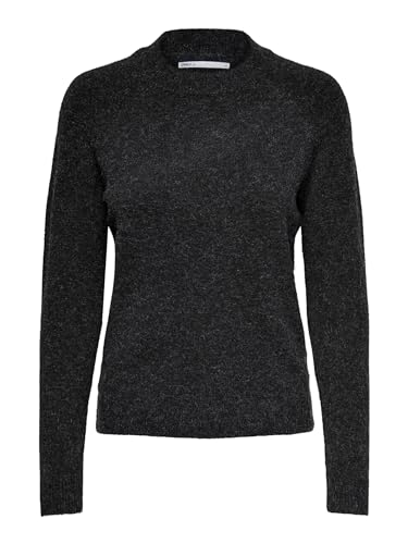 ONLY Damen Basic Strickpullover | Einfarbiger Knitted Stretch Sweater | Langarm Rundhals Shirt ONLRICA, Farben:Schwarz, Größe:34 von ONLY