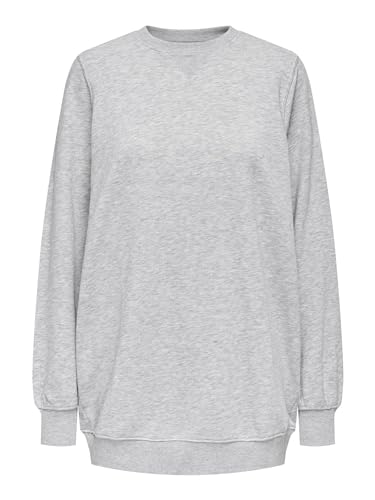 ONLY Damen Onlbella L/S Long O-Neck Ub Cc SWT Light Grey Melange/Detail:no Badge S von ONLY