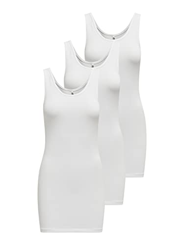 ONLY Damen Onllive Love Long Tank Top 3-Pack Cs JRS, White/Pack:+ 2 White, XS ONLY Damen Onllive Love Long Tank Top 3-Pack Cs JRS, White/Pack:+ 2 White, XS von ONLY