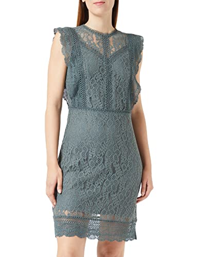 ONLY Damen Onlnew Karo Sl Lace Above Knee Dresswvn, Balsam Green, XXS von ONLY